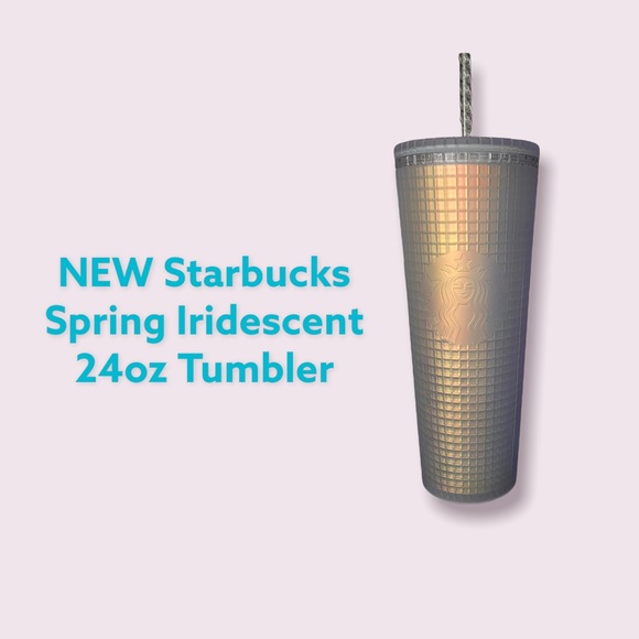 - NEW Starbucks 2022 Spring Soft Touch White Frosted Pearl Grid Iridescent… - Picture 1 of 5